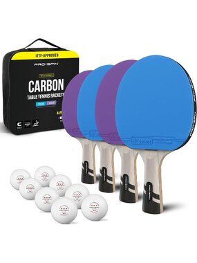 Professional Table Tennis Paddles - ITTF Approved, Carbon Fiber, 7-Ply Blade